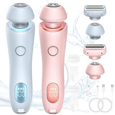 Glide Pro 3.0 Razor for Women, 2025 New 2 in 1 Wet & Dry Waterproof Electric Razors for Women, Womens Razor with Removable Head, Cordless Shaver Razors for Leg Arm Underarm Bikini Area (Pink+Bule)