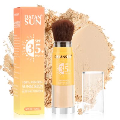 Mineral Powder Sunscreen Setting Makeup - SPF 35 Brush On Sunscreen for Face & Scalp & Hair, Natural Matte Loose Finishing Powder, Oil Control Lightweight Breathable (#03 Light)