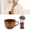 Nurnesy Men 2 PCS Shaving Brush Set  Premium Nylon & Elegant Wooden Bowl  Complete Grooming Kit for a Superior Shave view 4