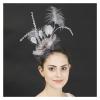 BoBoHui Sinamay Fascinator Wedding Women Headband Fancy Feather Flower Fashion Headwear Ladies Hair Accessories Fedora Clips(Navy Blue) view 2