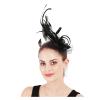 BoBoHui Sinamay Fascinator Wedding Women Headband Fancy Feather Flower Fashion Headwear Ladies Hair Accessories Fedora Clips(Navy Blue) view 3
