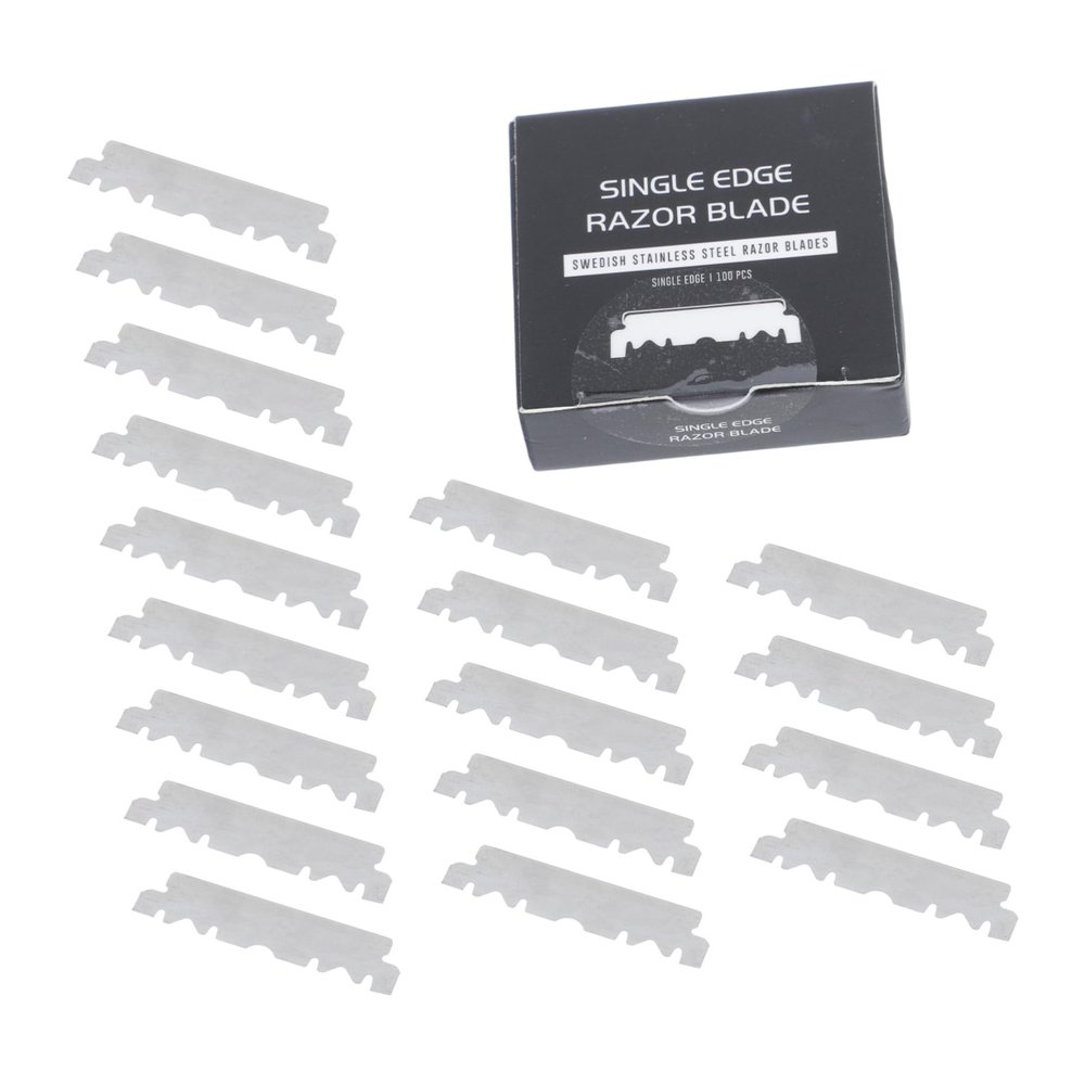 Beaupretty 100pcs Stainless Steel Safety Razor Blades for Women Eyebrow Razor Compatible Sensitive Skin Shaving Barber Face Cutter Men
