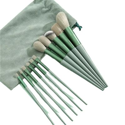 13 PCS Professional Makeup Brushes Set for Eye Shadow, Foundation, Blush - Soft Cosmetic Tools with Bag for Women(Green with bag)