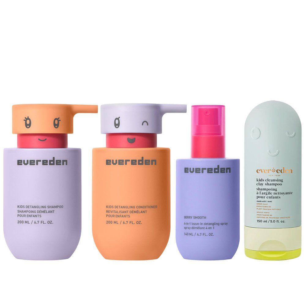 Evereden Kids Haircare & Skincare Bundle | Happy Hair Duo - Detangling Shampoo and Conditioner | Leave-In 4 in 1 Detangler Spray | After Swim Shampoo - Clean, Vegan, Non-Toxic for Ages 3+