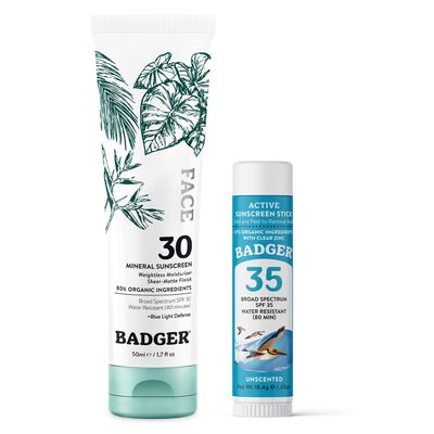Badger SPF 30 Mineral Daily Face Sunscreen and SPF 35 Mineral Sunscreen Face Stick