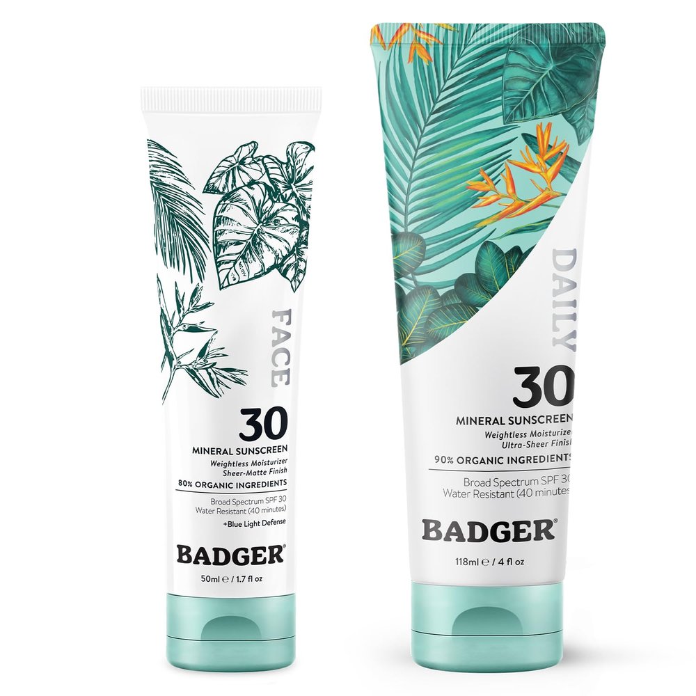 Badger SPF 30 Mineral Daily Face Sunscreen and SPF 30 Mineral Daily Body Sunscreen