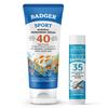 Badger SPF 40 Reef Safe Sport Sunscreen and SPF 35 Sunscreen Face Stick view 1