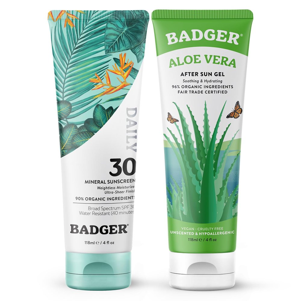Badger SPF 30 Mineral Daily Sunscreen and Organic Aloe Vera Gel