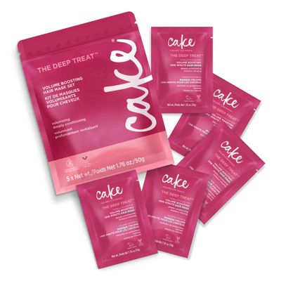 Cake Beauty Travel Hair Mask Set Volumizing & Moisturizing Deep Treatment for Dry Hair Hydrolyzed Rice Protein TSA-Friendly, 5 x 1.76 oz Value Pack