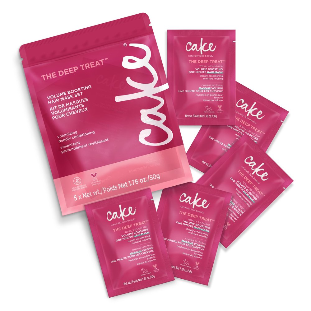 Cake Beauty Travel Hair Mask Set  Volumizing & Moisturizing Deep Treatment for Dry Hair  Hydrolyzed Rice Protein  TSA-Friendly, 5 x 1.76 oz Value Pack