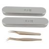 2PCS Stainless Steel Eyelash Extension Tweezers Set with Curved Tip & Gold Tweezer for Professional Beauty Salon & Home Use view 1