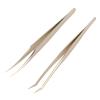 2PCS Stainless Steel Eyelash Extension Tweezers Set with Curved Tip & Gold Tweezer for Professional Beauty Salon & Home Use view 2
