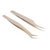 2PCS Stainless Steel Eyelash Extension Tweezers Set with Curved Tip & Gold Tweezer for Professional Beauty Salon & Home Use view 3