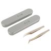 2PCS Stainless Steel Eyelash Extension Tweezers Set with Curved Tip & Gold Tweezer for Professional Beauty Salon & Home Use view 4