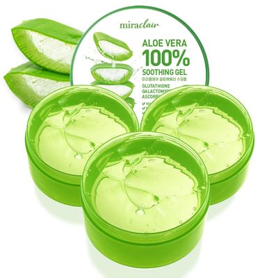 MIRACLAIR Aloe Vera Gel for Face, Skin, Hair & Sunburn Relief, Made with 100% Pure Aloe Gel for All Skin Types. Made in Korea. 300ml (10.1fl.oz) (3)