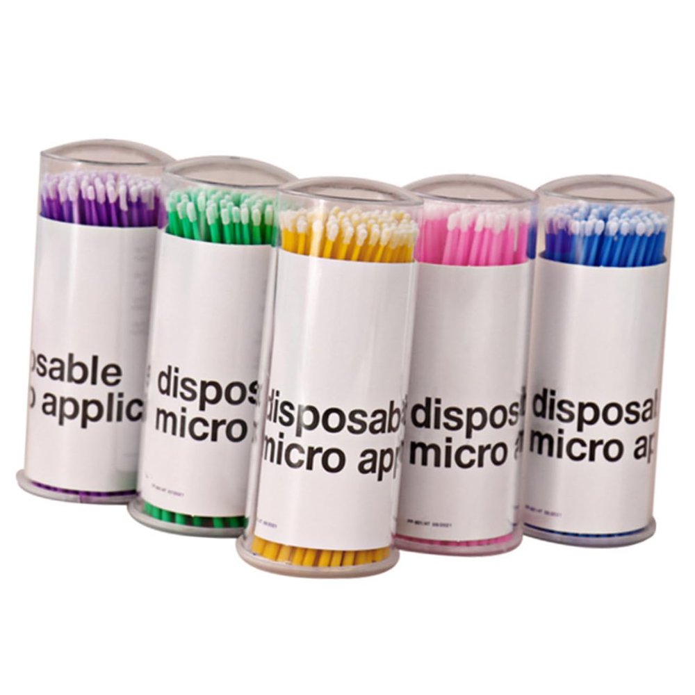 Beatifufu 5 Pack Eyelash Extension Micro Brush for Cleaning Lash Cleansing Swabs