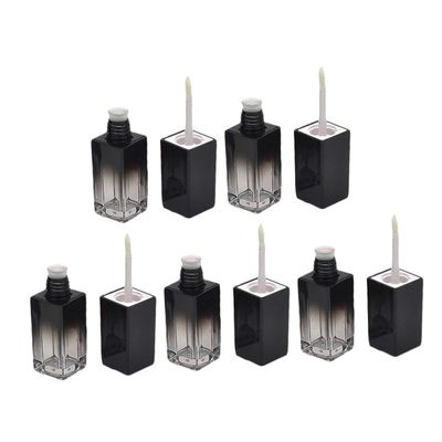 Healvian 5pcs Square Uv Black Gradient Lip Gloss Tubes Refillable Containers for Lip Oil Gloss Washable Reusable for Makeup Samples and Travel
