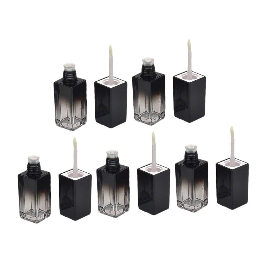 Healvian 5pcs Square Uv Black Gradient Lip Gloss Tubes Refillable Containers for Lip Oil Gloss Washable Reusable for Makeup Samples and Travel