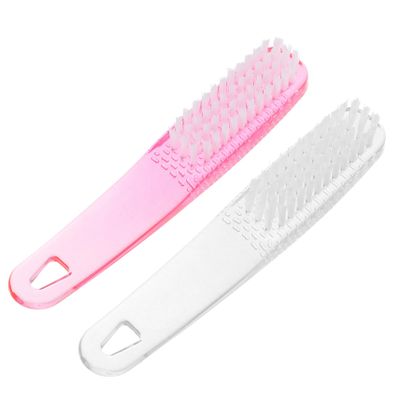 CALLARON 2pcs Manicure Nail Tool Press Nail Fingernails Fingernail Brush Cleaner Bendable Cleaning Fingernail Scrubber Nail Cleaner Brush Lint Dust Salon Kiss Stiff Toenail Plastic