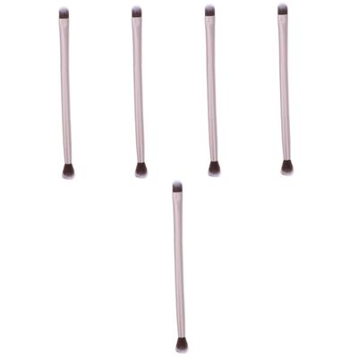 Homoyoyo 5pcs Double Ended Makeup Brush for Eyeshadow and Foundation Premium Bristles Matted Gold Handle for Daily and