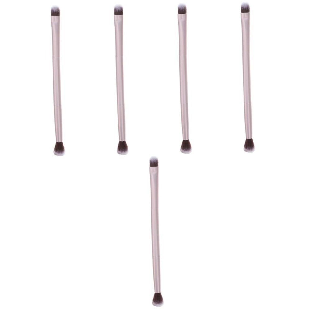Homoyoyo 5pcs Double Ended Makeup Brush for Eyeshadow and Foundation Premium Bristles Matted Gold Handle for Daily and