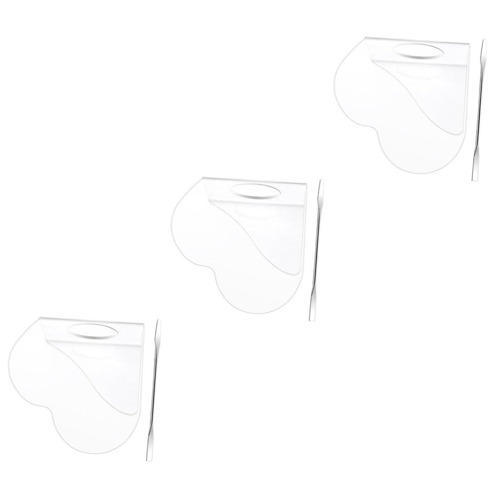 Artibetter 3sets Acrylic Makeup Mixing Palette with Spatula Heart-Shaped Foundation Blending Tray for Easy Mixing and Travel Use Compact and Lightweight Cosmetic Tool