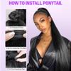 Amznlady Glueless Wigs Human Hair Upgrade 3 IN 1 Straight Half Wig Human Hair With Drawstring Ponytail for Black Women 180% Density Headband Wigs Natural Color 22 Inch view 4