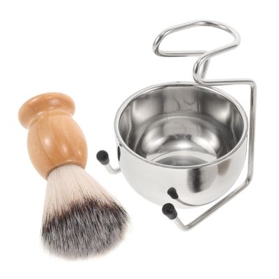 HAKIDZEL Men's Stainless Steel Shaving Brush Set Bowl and Cream Brush Ergonomic Grooming Kit for Wet Shaving and Elegant Design for Refined Beard Care