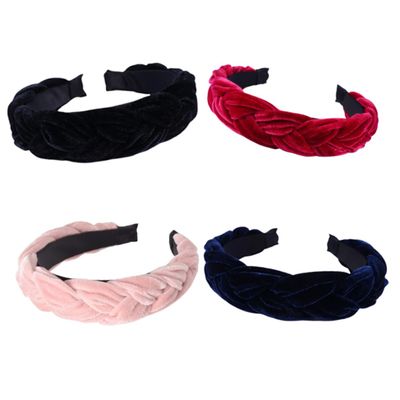AUTSUPPL 4pcs Gold Velvet Headband Women Knot Head Wraps Braid Hair Band Elegant Headwraps for Women