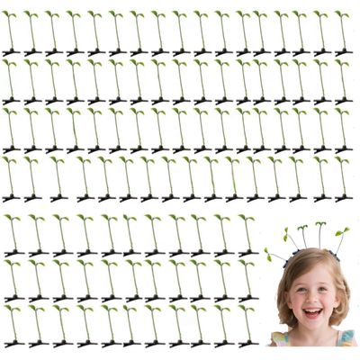 100pcs Bean Sprouts Plant Clips Sprouts Rave Hairpins Sprout Clips Funny Barrette Little Grass Headwear Hair Accessories for Women Kids Girls Lady Home School Party