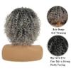 ORAVISTA Afro Wine Red Curly Synthetic Wigs with Bangs 70s Rocker Kinky Fluffy for Black Women Halloween Cosplay Costume (Grey,16") view 3