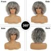 ORAVISTA Afro Wine Red Curly Synthetic Wigs with Bangs 70s Rocker Kinky Fluffy for Black Women Halloween Cosplay Costume (Grey,16") view 4