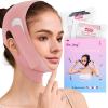 2 Pack Face Slimming Strap, Double Chin Reducer Band, Graphene V-Line Mask Chin Up Mask V Shaped Face Mask Chin strap for sleeping, V-Line Lifting Mask for Women, Medium, Black and Pink view 1