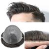 Ultra Thin Skin Mens Toupee Hair System For Men Hair Replacement All V-loop Toupee For Men European Human Hair Pieces Natural Hairline #210 Darkest Brown+10% Gray-110% Light to Medium Density 8"x10" view 1