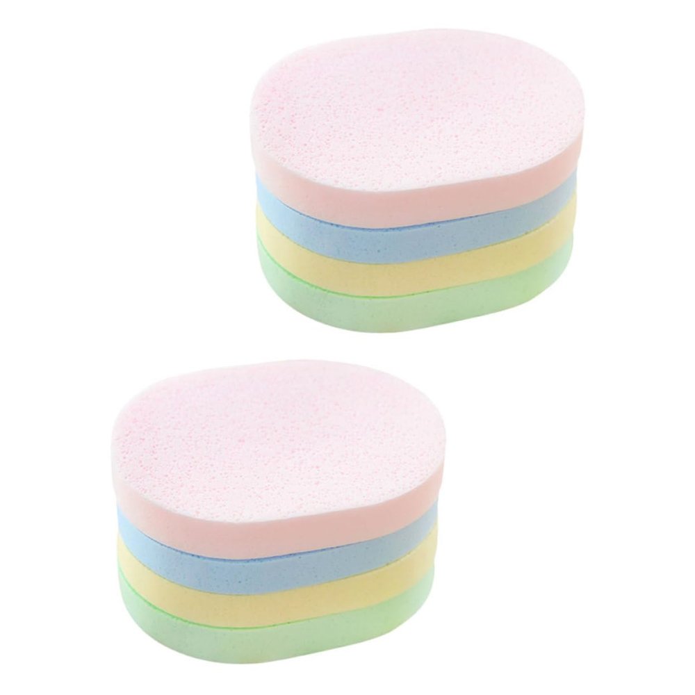 ARTSEWPLY 8Pcs Facial Cleaning Sponges Set Thick Exfoliating Makeup Removal Pads Soft Skin Scrubber Spa Use Random Color