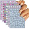 6 Sheets Flower Nail Stickers 3D Self-Adhesive Spring Floral Line Nail Decals for Acrylic Nails, Blue Pink White Flower Nail Art Stickers for Women DIY Nail Art Decoration Supplies view 1