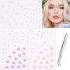 Heart Rhinestone Tattoo Stickers for Makeup, V Heart Shape Face Eye Gems, Self Adhesive Face Jewelry with Clear Pink Purple, Cute Love Face Stickers, Birthday Rave Concert Party Supplies view 2