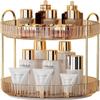 360 Degree Rotating Makeup Organizer 1 Tier Lazy Susan for Cosmetics Skincare Perfumes High Capacity Vanity Storage with Non Slip Base Fits Countertop Dresser Bathroom (Amber Gold, 2Tiers) view 1