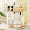 360 Degree Rotating Makeup Organizer 1 Tier Lazy Susan for Cosmetics Skincare Perfumes High Capacity Vanity Storage with Non Slip Base Fits Countertop Dresser Bathroom (Amber Gold, 2Tiers) view 3