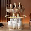 360 Degree Rotating Makeup Organizer 1 Tier Lazy Susan for Cosmetics Skincare Perfumes High Capacity Vanity Storage with Non Slip Base Fits Countertop Dresser Bathroom (Amber Gold, 2Tiers) view 4