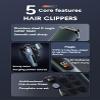 GLDNTM 5-in-1 Multifunctional Digital Display Waterproof Electric Hair Clipper Set - Ideal for Oil Head Designs and Precision Trims (Gunmetal with Gray Set) view 3