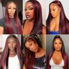 Ombre Bundle P1B99J Red Straight Human Hair Bundles Two Tone Black Mixed With 99J Burgundy 3 Bundles 20 22 24 Inch Highlight Straight Bundle For Black Women view 2