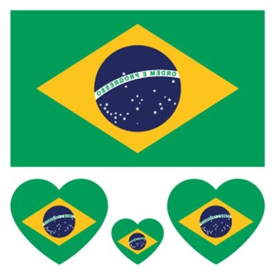 100pc Brazil Flag Tattoo Stickers, 25-Sheet Brazilian BR National Flags Face Temporary Tattoo Adult, Patriotic Bandeira Do Brasil Fake Tattoo for Men Women Party Decoration