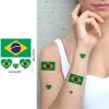 100pc Brazil Flag Tattoo Stickers, 25-Sheet Brazilian BR National Flags Face Temporary Tattoo Adult, Patriotic Bandeira Do Brasil Fake Tattoo for Men Women Party Decoration view 4