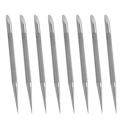 8pcs stainless steel cutin remover gel nail dead skin polishing peeler, cutin pushing tool, professional pedicure art care portable nail cleaner toenail manicure