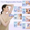 Epilator for Women, 7 in 1 Replaceable Hair Removal & Massager & Cleaner Devices, Bikini Trimmer, Face Massage, Face Exfoliating Brush, Foot Callus Remover, IPX7 Waterproof Razors (Purple) view 3