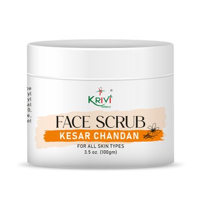 KRIVI HERBALS Saffron & Sandalwood (Kesar Chandan) Face Scrub 3.5 Oz (100gm)