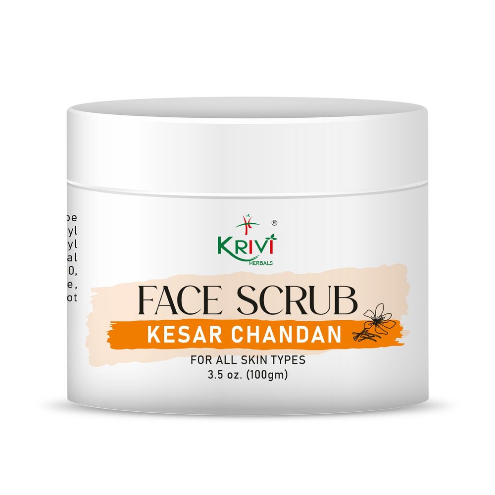 KRIVI HERBALS Saffron & Sandalwood (Kesar Chandan) Face Scrub 3.5 Oz (100gm)