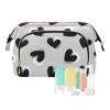 black white heart gray Makeup Bag Organizer Essentials Women Cash Wallet for Makeup Organizer monedero pequeno para mujer view 1