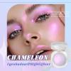 HOSAILY Holographic Chameleon Pink Silver Eyeshadow&Highlighter Palette, Color Shift Glitter Iridescent Cream Highlighter, Smooth Long Lasting Sparkling Eye Shadow Mermaid Facial Illuminator Makeup#02 view 2